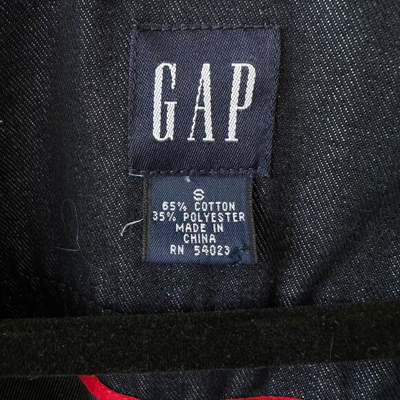 GAP Dark Wash Denim Trench Coat Small | Classic Y2K Heritage Preppy Belted - Picture 7 of 8